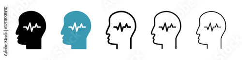 Epilepsy icons set in black black and blue colors