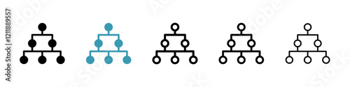 Hierarchical order icons set in black black and blue colors