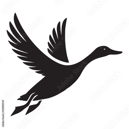 Elegant Flying Duck Silhouette Vector Illustration