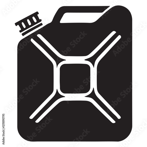 Jerrycan Silhouette Fuel Container Icon Black and White
