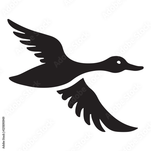 Flying Duck Silhouette Vector Illustration Art