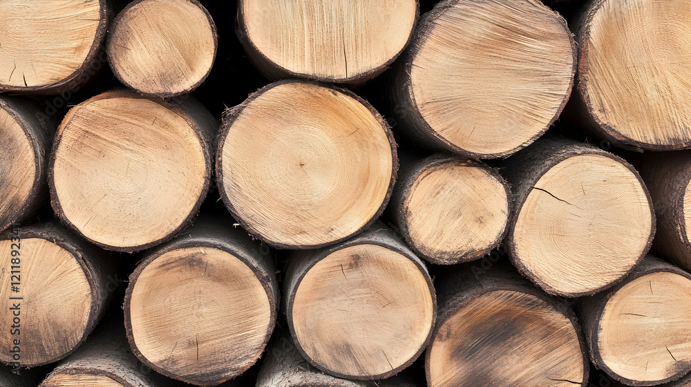 Stacked wood logs, outdoor storage, natural texture, background for design Stacked wood logs, outdoor storage, natural texture, background for design
