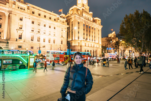 Photography woman traveler visiting in Shanghai, China