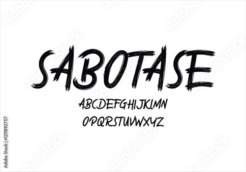 Sabotase font for logo and headline. Isolated vector typeset