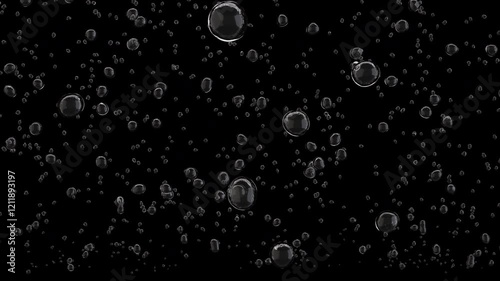 Seamless loop 3D in 4K of bubbling water with animated air bubbles rising dynamically. Isolated on an alpha channel for easy integration. Perfect for VFX, motion backgrounds, or fluid simulations