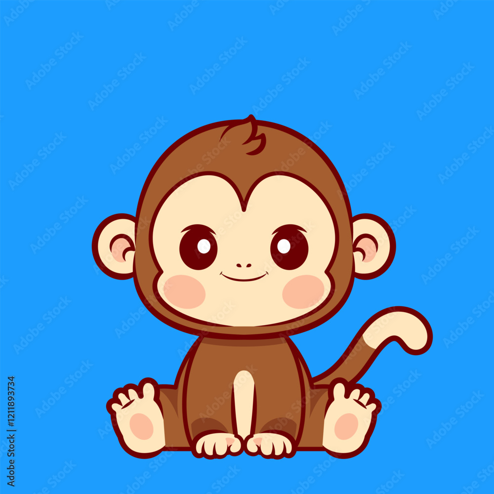 Obraz premium Cheerful monkey sitting with a sweet smile