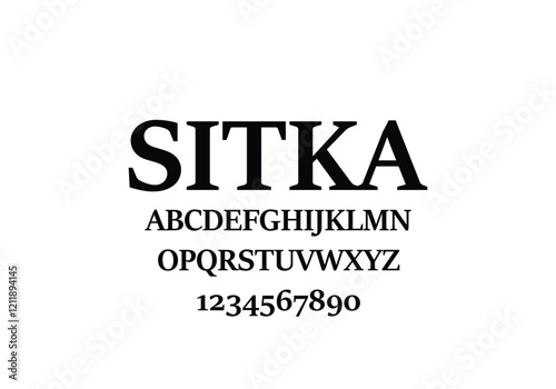 Sitka font for logo and headline. Isolated vector typeset