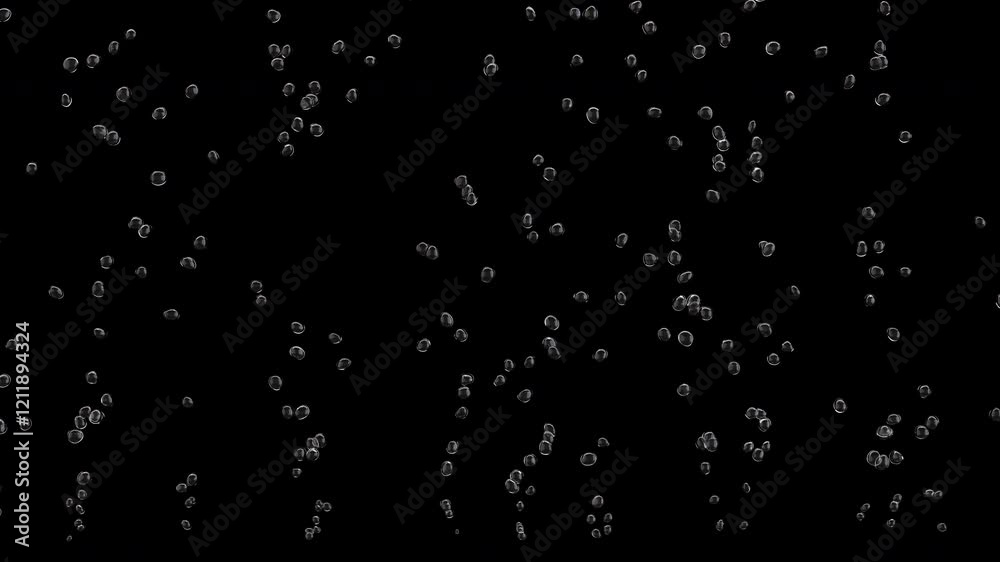 Seamless loop 3D in 4K of bubbling water with small animated air bubbles rising dynamically. Isolated on an alpha channel for easy integration. Perfect for VFX, motion backgrounds,or fluid simulations