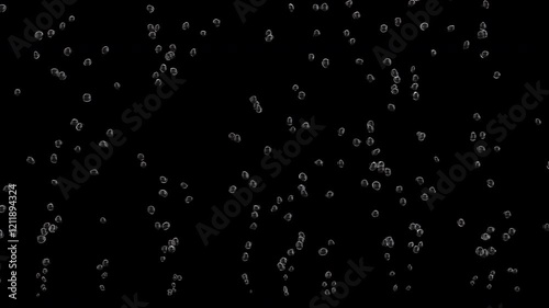 Seamless loop 3D in 4K of bubbling water with small animated air bubbles rising dynamically. Isolated on an alpha channel for easy integration. Perfect for VFX, motion backgrounds,or fluid simulations