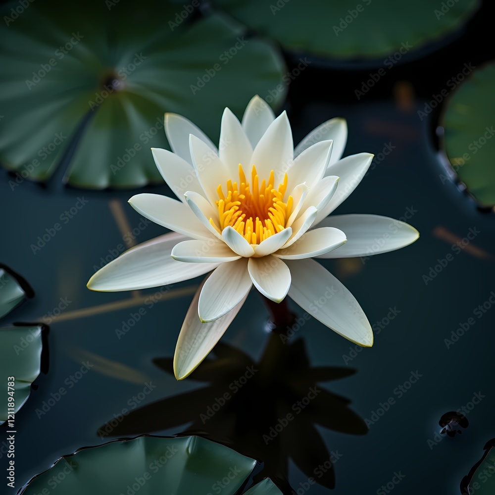 Serene White Water Lily Capture tranquility with this stunning image of a white water lily. Its serene beauty and crisp detail make it perfect for spa websites, nature blogs, or any project needing a Serene White Water Lily Capture tranquility with this stunning image of a white water lily. Its serene beauty and crisp detail make it perfect for spa websites, nature blogs, or any project needing a