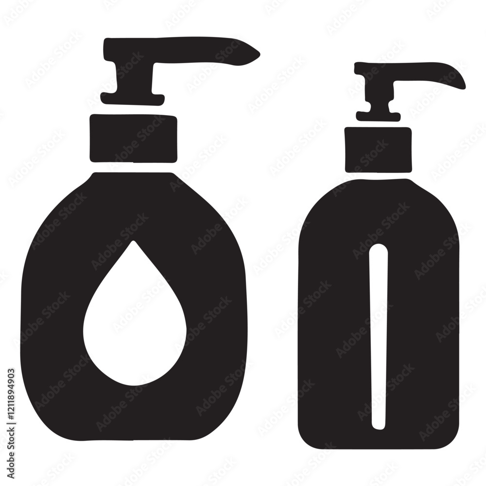 Silhouette Illustration of Pump Bottles Silhouette Illustration of Pump Bottles