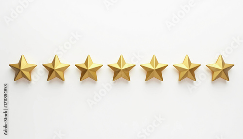 five gold stars arranged in a horizontal line on a white background