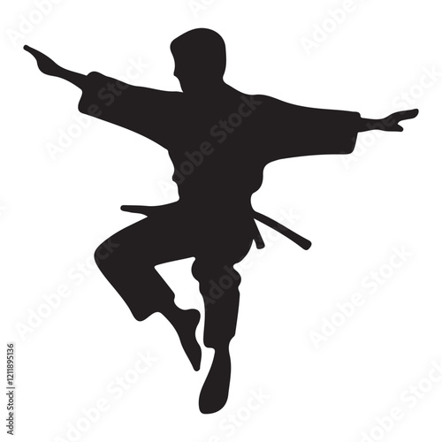 Karate Silhouette Illustration of Martial Artist