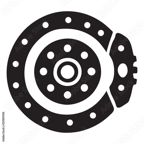 Detailed Disc Brake System Silhouette Illustration