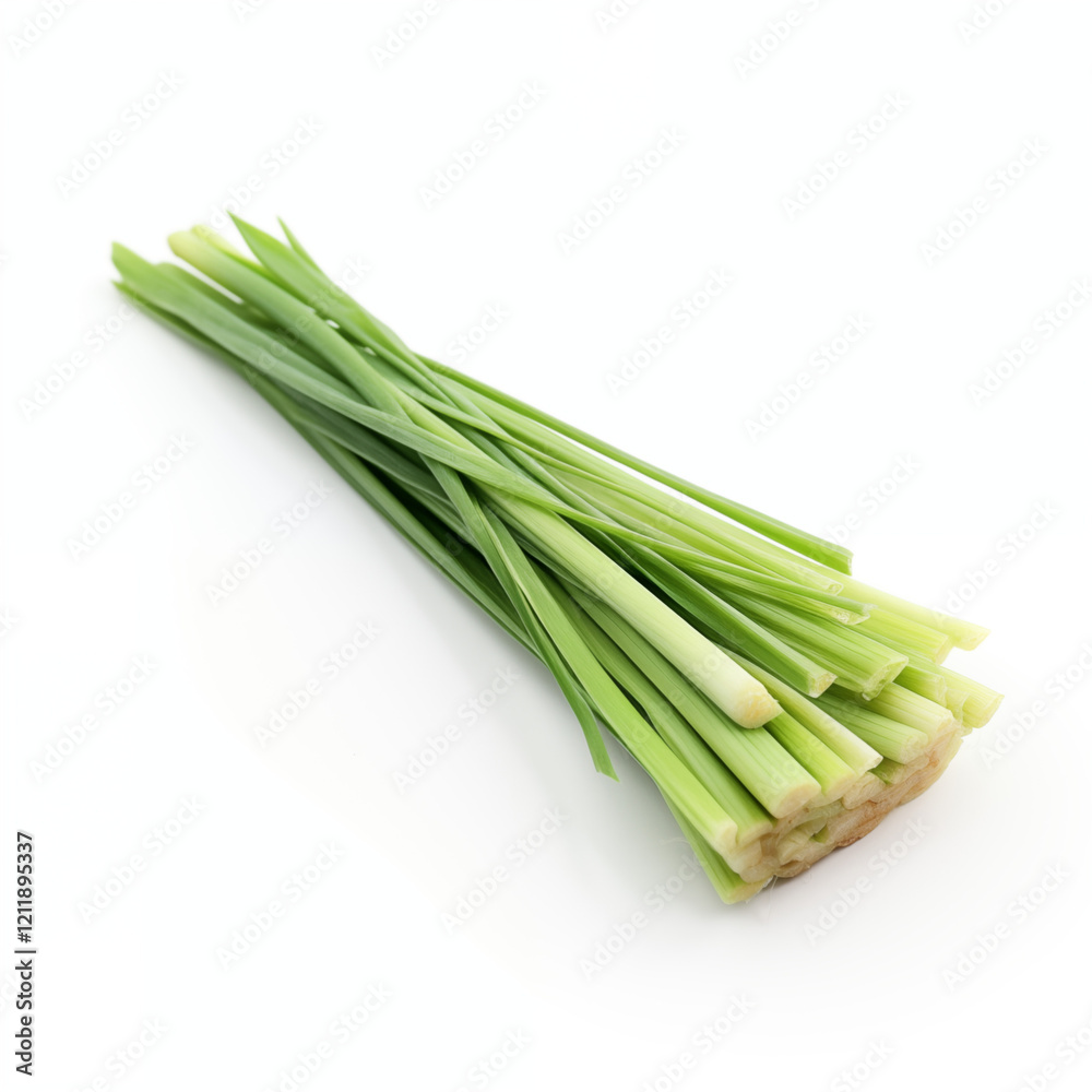 Fresh Lemongrass Stalks on White Background Fresh Lemongrass Stalks on White Background