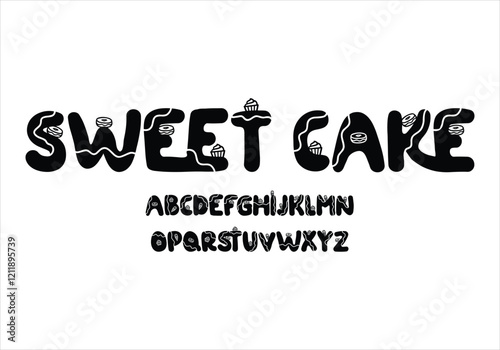 Sweet Cake font for logo and headline. Isolated vector typeset