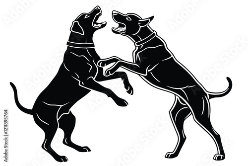 illustration of two dogs are fighting