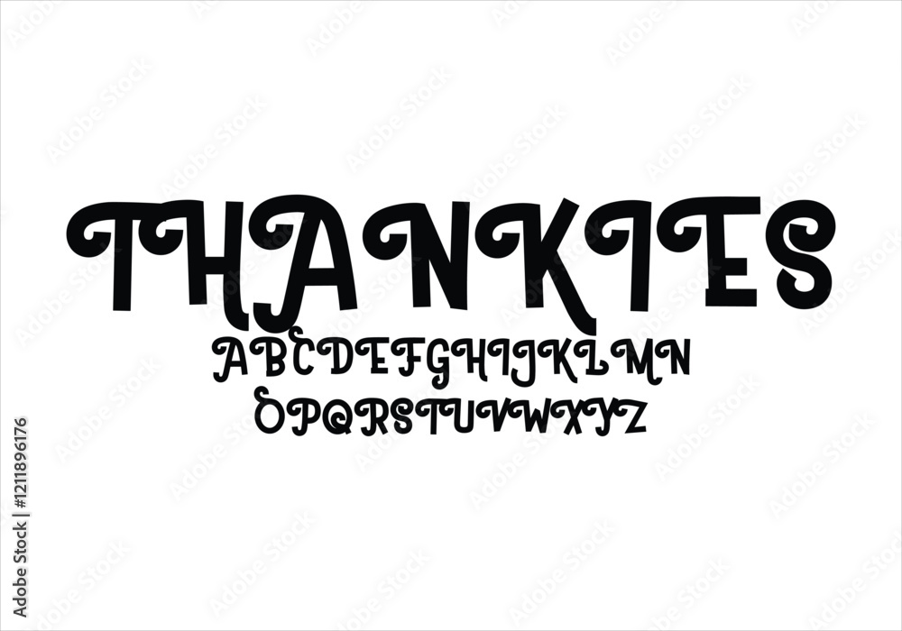 Thankies font for logo and headline. Isolated vector typeset Thankies font for logo and headline. Isolated vector typeset