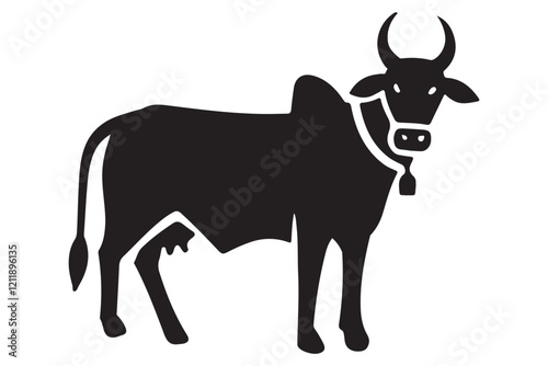 Silhouette Illustration of a Cow with a Bell
