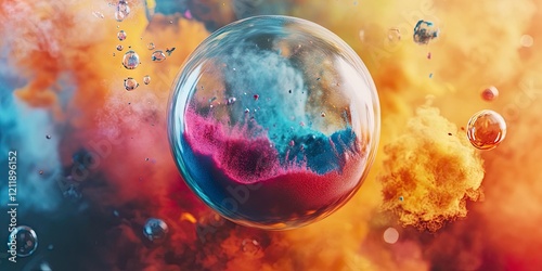 Vibrant Holi Powder Suspended in Water Filled Balloon photo