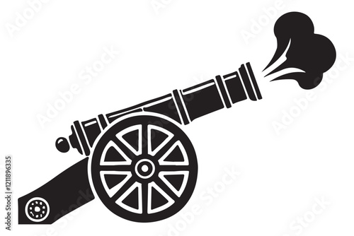 Vintage Cannon Silhouette Illustration Firing a Blast