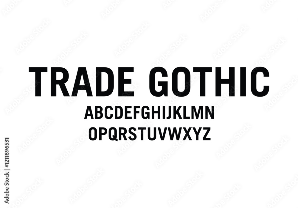 Trade Gothic font for logo and headline. Isolated vector typeset Trade Gothic font for logo and headline. Isolated vector typeset