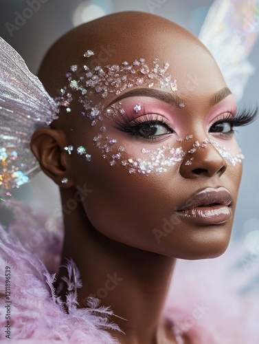 Enchanting fairy portrait in pastel and glitter photo