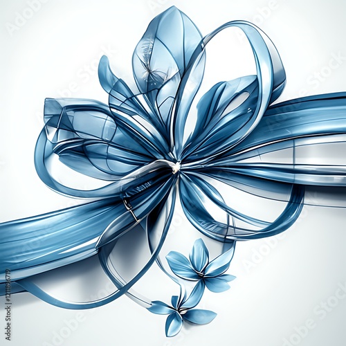 Abstract blue ribbon flower design.
