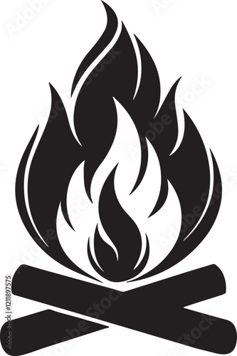 Fire Icon Vector Silhouette Design