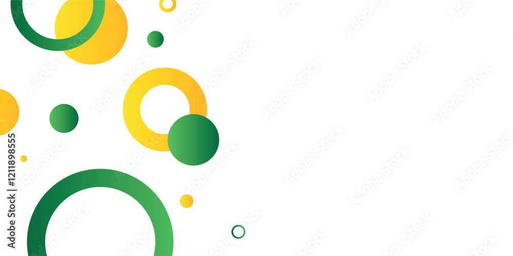 Naklejka premium Green and yellow circle banner background. Vector abstract graphic design banner pattern background template.