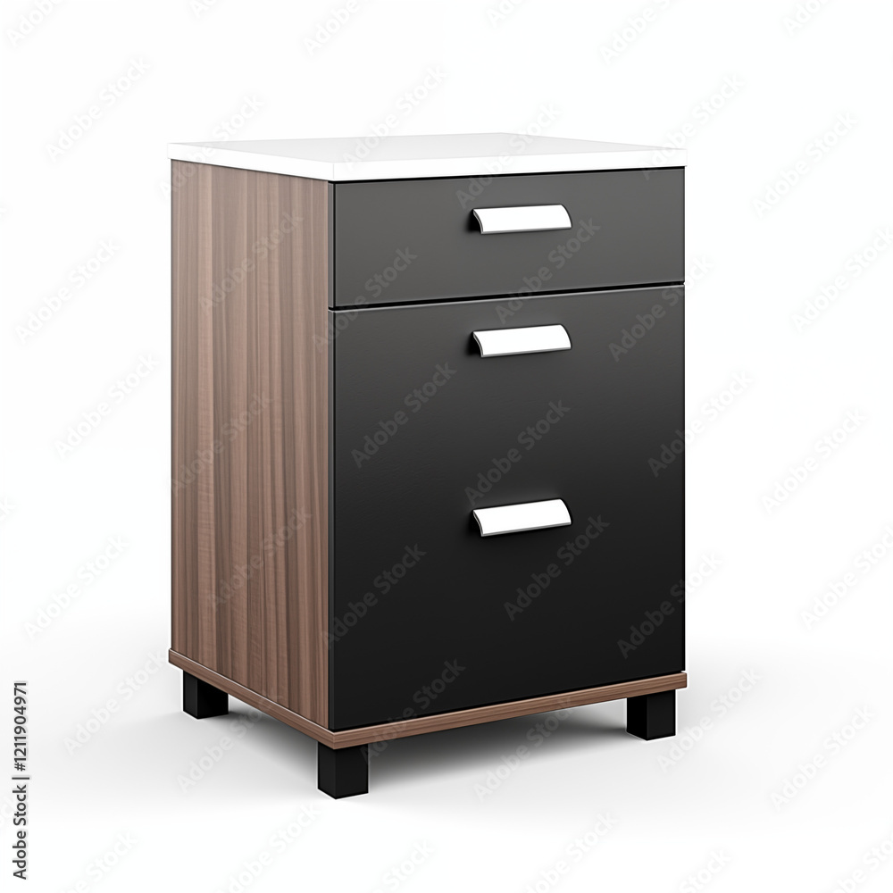 Modern Wood and Black ThreeDrawer Cabinet Office Furniture Modern Wood and Black ThreeDrawer Cabinet Office Furniture