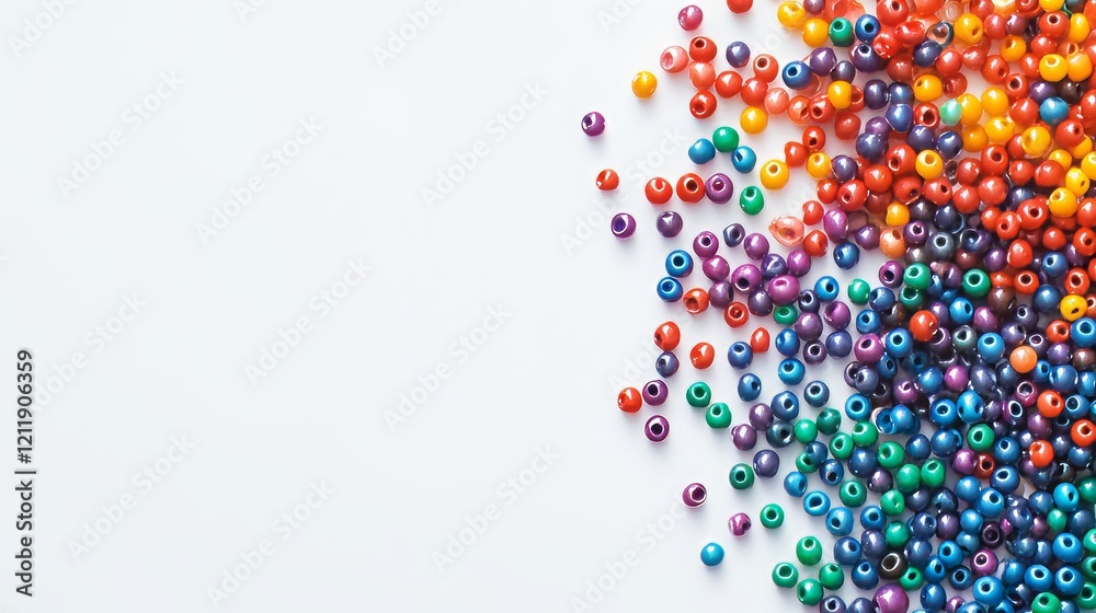 Obraz premium Assorted colorful beads on a white background. 