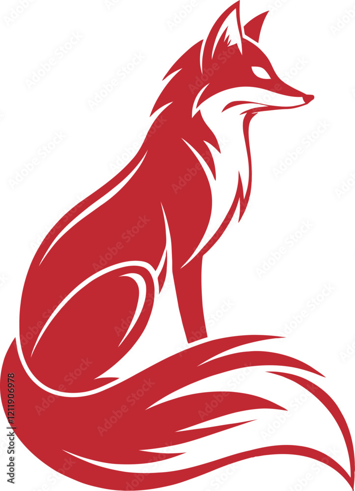 Obraz premium red fox, fox logo silhouette vector line art logo design