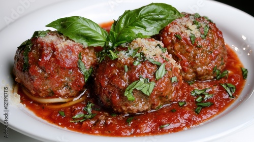 Wallpaper Mural Delicious Homemade Meatballs in Marinara Sauce with Fresh Basil Torontodigital.ca