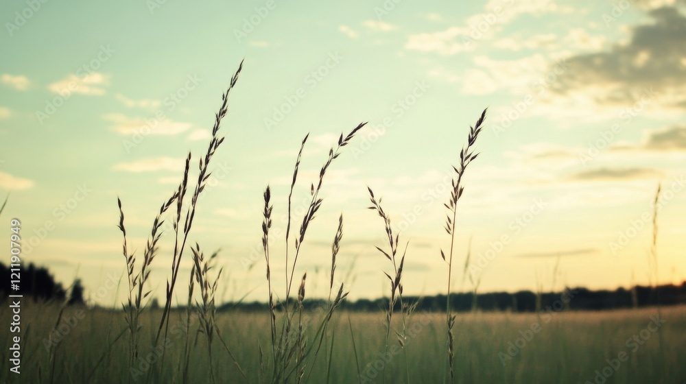 Silhouetted grasses at sunset in a field. Silhouetted grasses at sunset in a field.