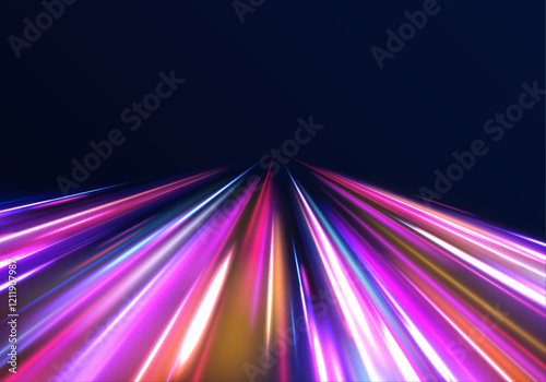 Neon stripes in the form of drill, turns and swirl. Speed of light concept background. Abstract background rotational border lines, png, effect, wave,neon,line.