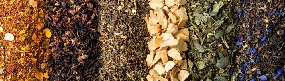 A vibrant array of colorful spices and herbs arranged beautifully. A vibrant array of colorful spices and herbs arranged beautifully.