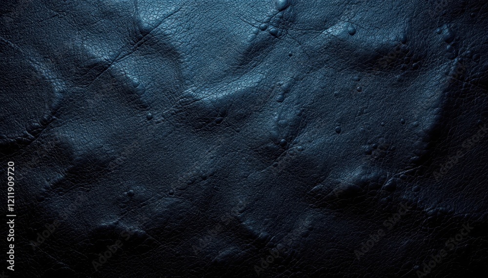 Fototapeta premium Textured dark blue leather surface with subtle wrinkles and bumps
