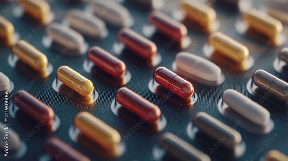Close-up photo of capsules and tablets selection. Close-up photo of capsules and tablets selection.
