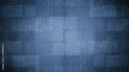 close-up of the screen texture of an old VHS video tape file, with a blue color dot background and a grainy film effect. Photo overlay via blend mode or half dot print layer.