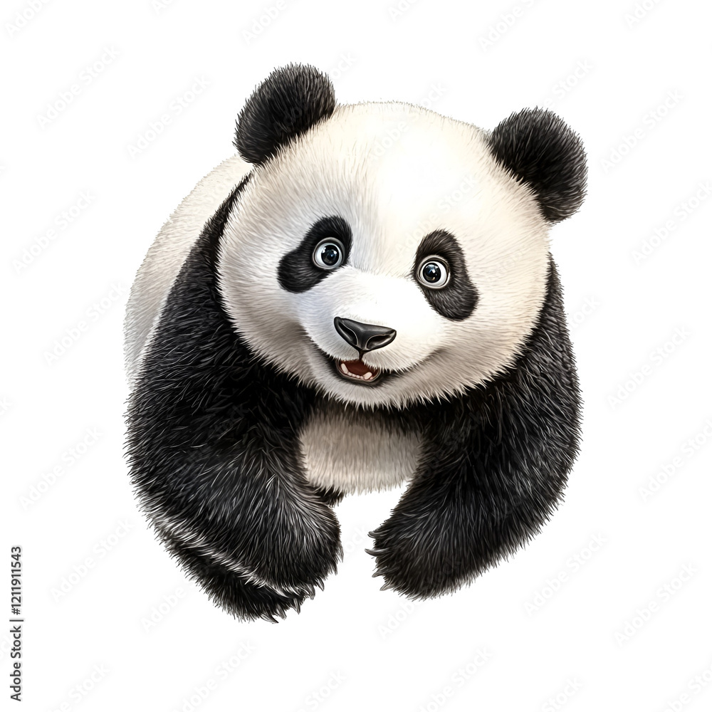 Naklejka premium Cute Spring Panda Clipart Vector Illustration