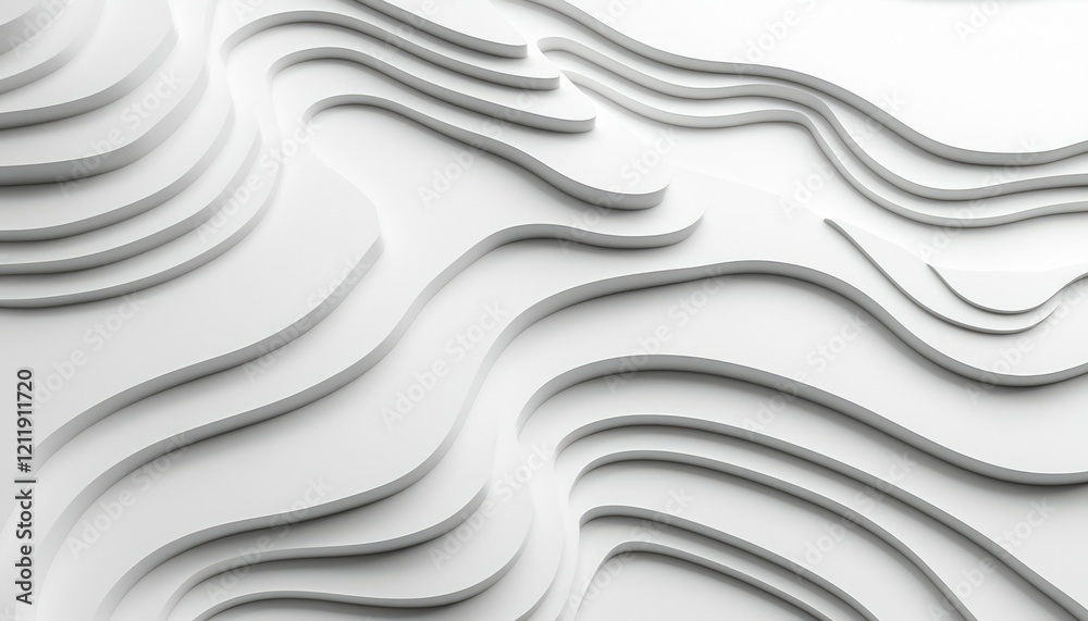 Fototapeta premium Abstract White Layered Wave Pattern Design