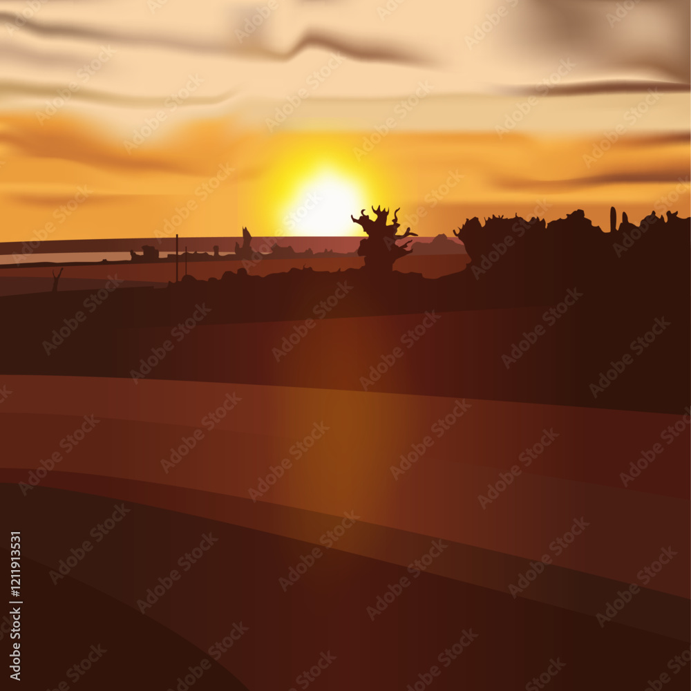 Lever de soleil automnal sur la campagne