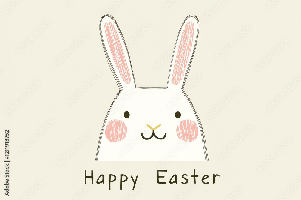 Sketch Style White Bunny with Happy Easter Text
Sketch Style White Bunny with Happy Easter Text