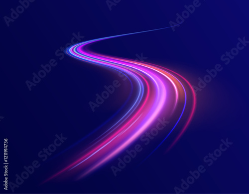 City road car light trails motion background. Electric car and city concept Hitech communication concept innovation background. Expressway, car headlight effect. Speed connection vector background.