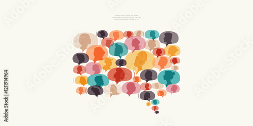 Different people in chat bubbles. Communication concept.