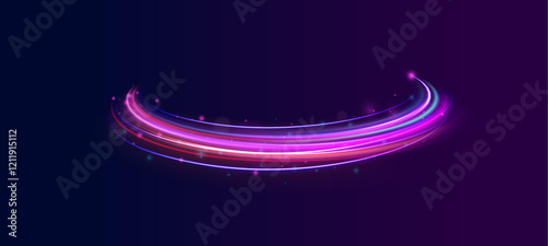 Laser beams luminous abstract sparkling isolated on a transparent background.  Abstract background in blue and purple neon glow colors. Png, lens, light, neon, line, blur, beam, ray.