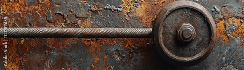 Close-up of a rusty industrial mechanized part in detail.
