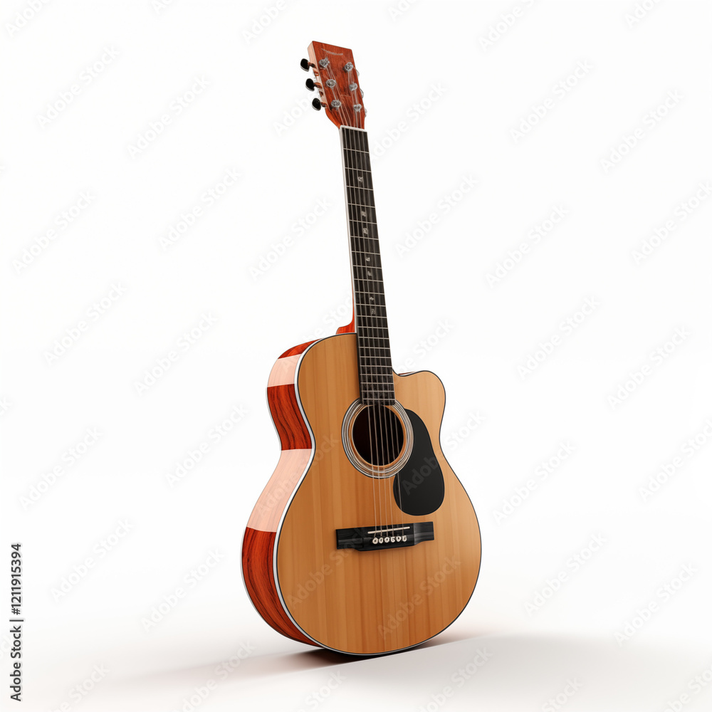 Obraz premium Acoustic Guitar Wood Musical Instrument 34 View Isolated White Background
