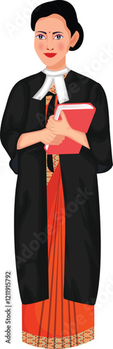 Indian Female Lawyer Character Vector Illustration